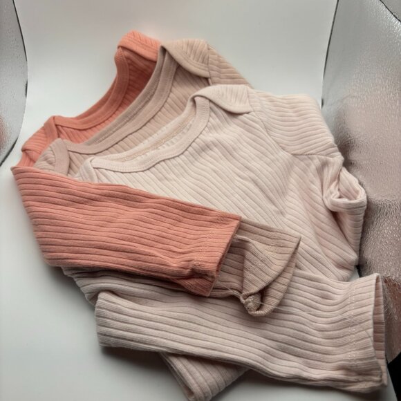 Baby Long Sleeve Bodysuit Snap crotch 6-9 Mo - Set of 3 NWT Pink Taupe Neutrals - Picture 7 of 7